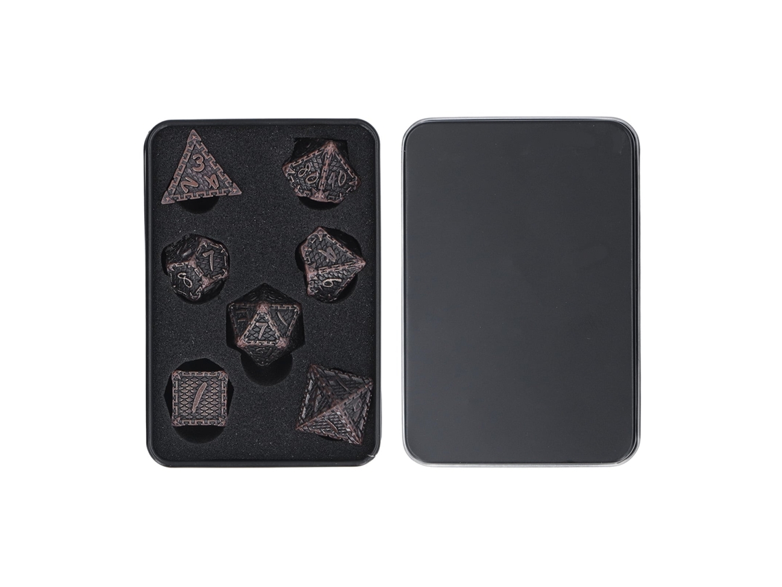 Juego De 7 Dados Metálicos Polifacéticos Para Juegos De Rol Con Caja Para Juegos De Mesa Y Regalo.