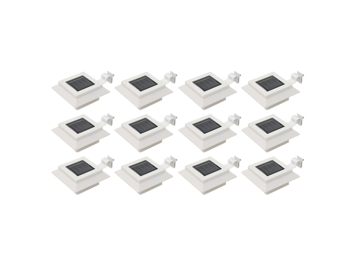 Lámpara Luminaria de Exterior Solar LED 12 Piezas Blanco Cuadrado 12 cm