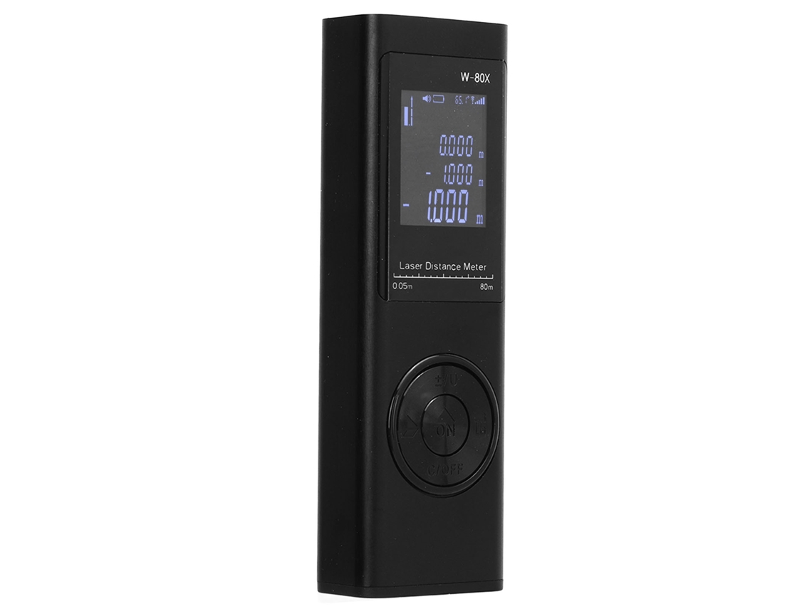 Medidor De Distancia Láser Portátil Recargable De 80 M Con Pantalla Retroiluminada - Negro