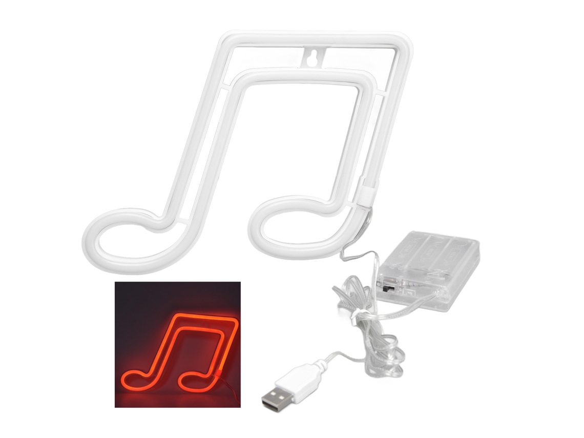 2026-luz Neon Led Nota Musical Luz Nocturna Lámpara De Pared Colgante Para Conciertos Y Fiestas Color Rojo