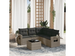 Conjunto de sofá de jardín con cojines de mimbre gris, Dkd Home Decor