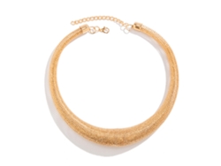 Collar De Mujer Con Cadena Geométrica De Serpiente Y Hebilla Metálica Ajustable, Chapado En Oro, 6303, Talla Única.