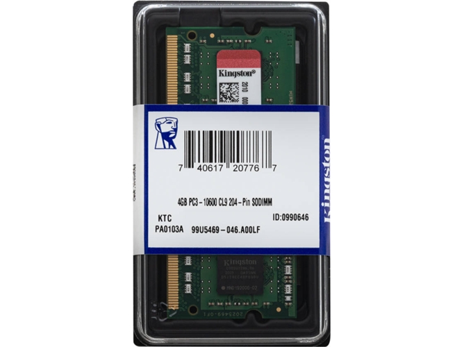 Memoria RAM DDR3 KINGSTON KVR13S9S8/4 (1 x 4 GB - 1333 MHz - CL 9 - Verde)