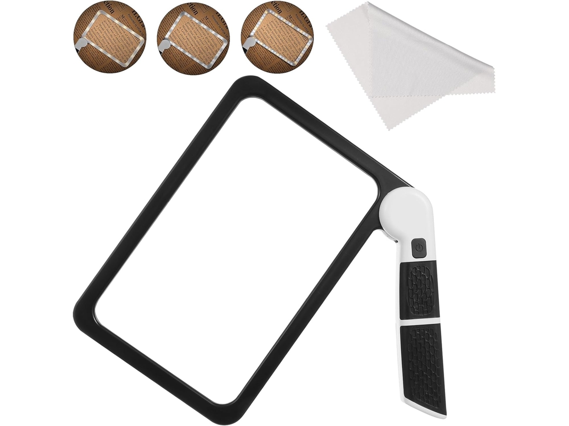 Lupa De Lectura Led Plegable Con Lente Transparente E Iluminación Integrada Para Lectura Y Exploración.