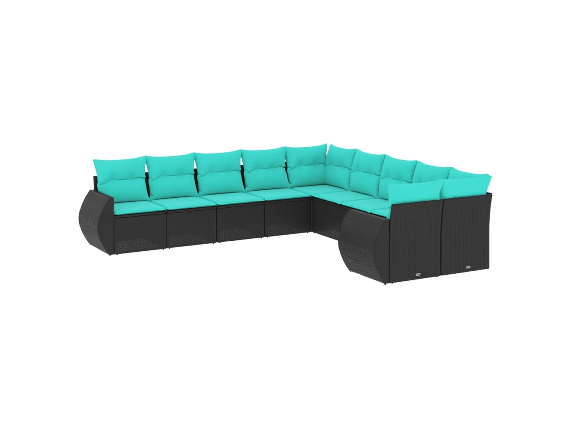 Maison Exclusive - Conjunto De Sofá De Jardín De 10 Piezas Con Cojines, De Poliratán Negro