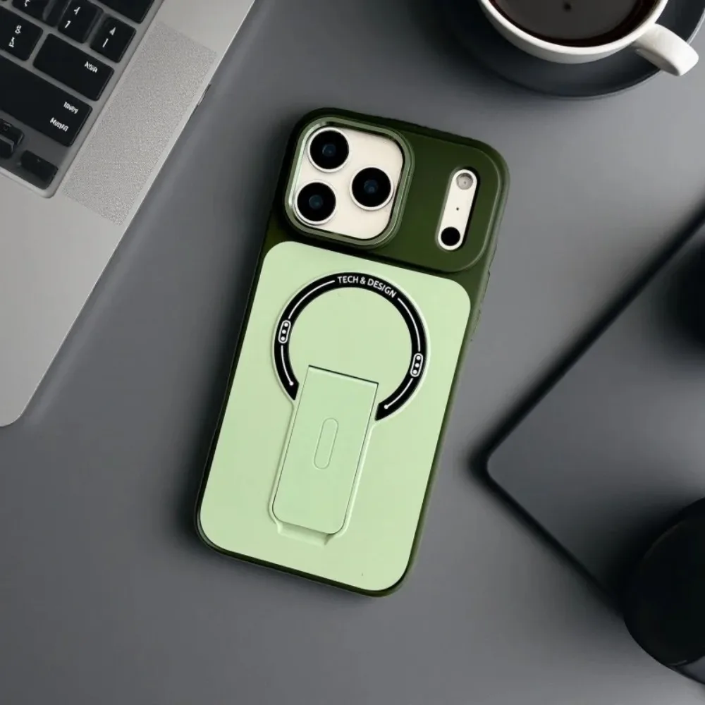 (verde, Iphone 17 Pro Max) Funda Protectora Blindada De Alta Resistencia Con Soporte Plegable Y Compatible Con La Carga Inalámbrica Magsafe.