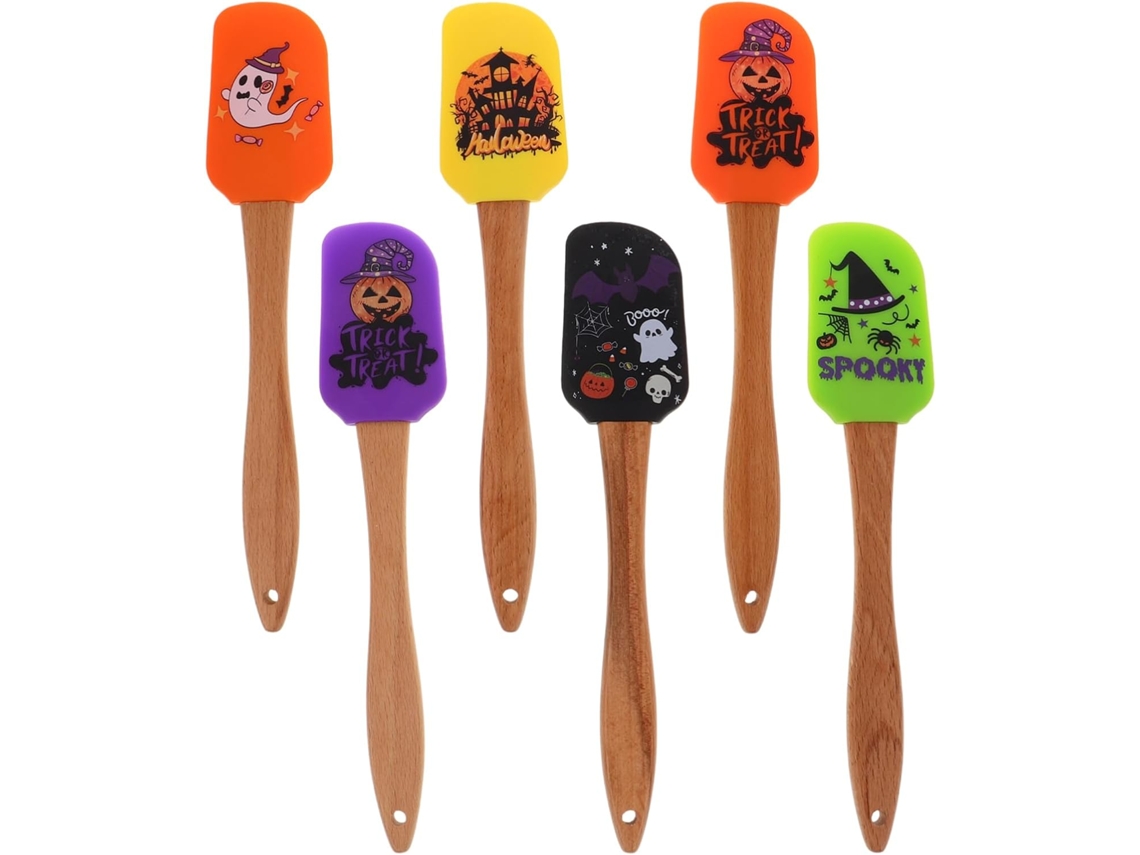 Conjunto de espátulas de silicone para confeitaria com tema de Halloween, espátulas antiaderentes, espátula Fl