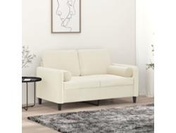 Sofá de 2 plazas con cojines decorativos de 120 cm en terciopelo crema Wsd739066 Adorável Casa