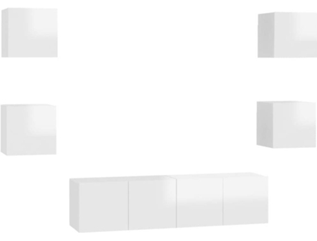 Conjunto 6 Muebles de salón VIDAXL madera ingeniería blanco brillo