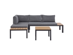 Conjunto de jardín modular gris con madera clara 4 plazas BELIANI Pienza