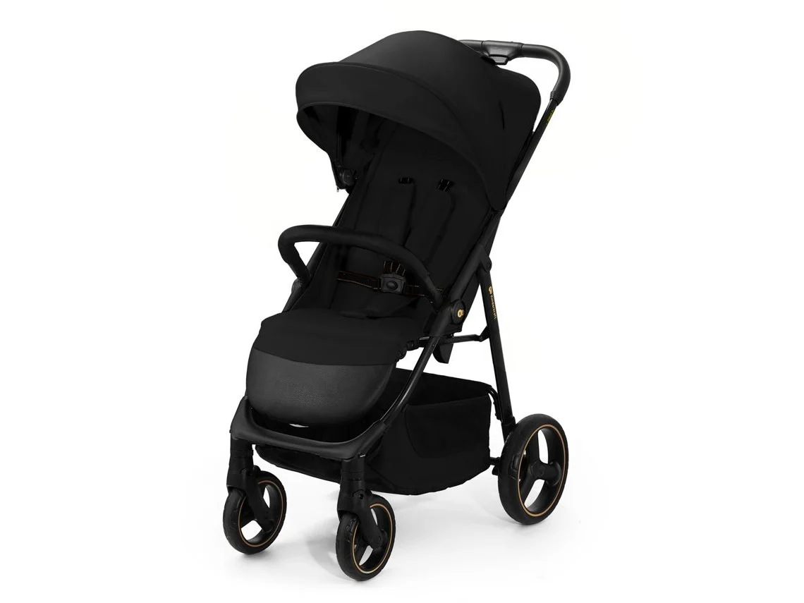 Carrito De Bebé Kinderkraft TRIG 3 compacto y maniobrable, ruedas EVA antipinchazos con suspensión y capota impermeable Negra