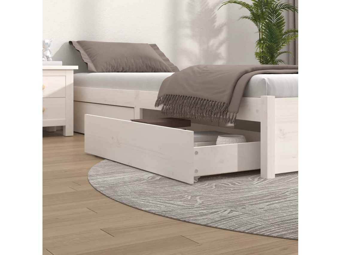 Cajones De Cama 4 Unidades Madera Maciza De Pino Blanco