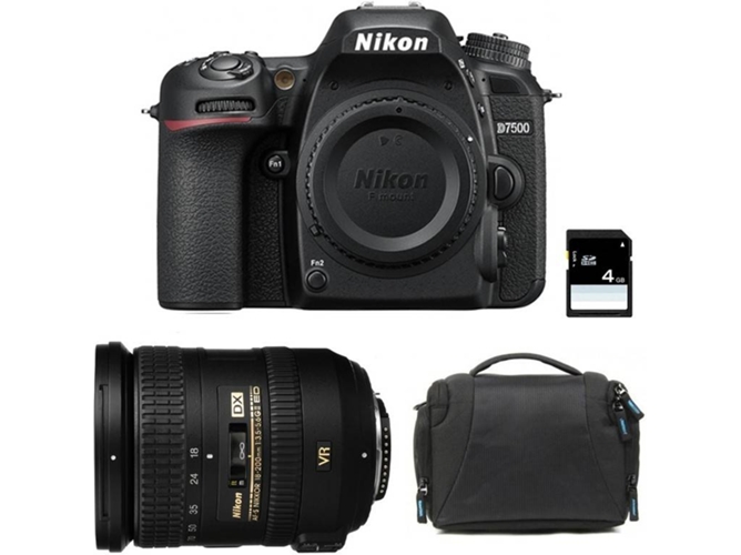 Kit Cámara Réflex NIKON D7500 + 18-200 VR II + Bolsa + SD 4Go