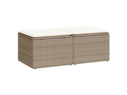 Conjunto de 2 sofás de jardín con cojines de mimbre, acacia beige, MAISON EXCLUSIVE
