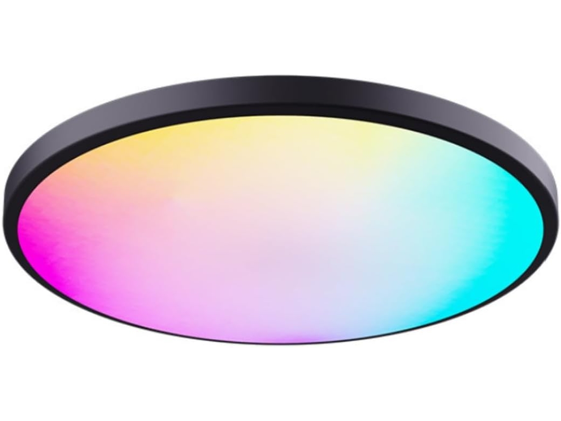 Lámpara de techo inteligente con WiFi, LED RGBCCT compatible con Alexa y Google Home Eifson (Negro, 1 unidad)