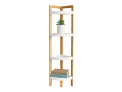 Relaxdays Estante De Canto Bambu, 4 Prateleiras Meia-lua, 105,5x23x23 Cm, Para Banheiro E Cozinha, Natural/branco