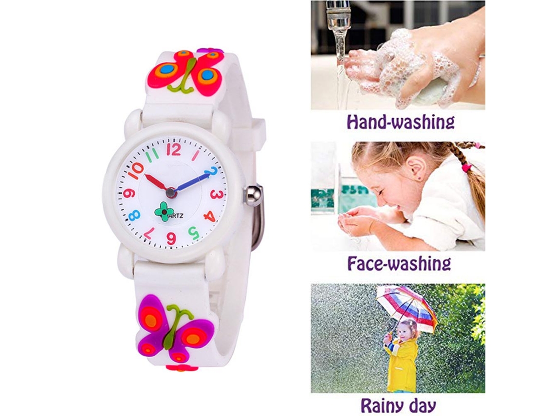 Reloj Infantil Con Diseño De Mariposa 3d, Diseño De Dibujos Animados, Resistente Al Agua Hasta 30 M, Pvc Bonito, Para Niños De 3 A 8 Años.