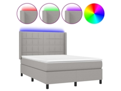 Maison Exclusive - Cama Box Spring Colchón Y Luces Led Tela Gris Claro 140x190 Cm
