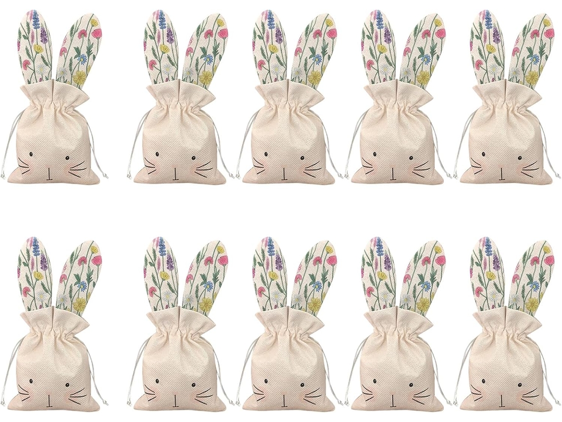 Juego De 2 Bolsas Lavables Con Cordón Y Orejas De Conejo Para Fiestas Y Regalos De Pascua.