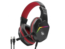 Auscultadores Gaming Com Fio, Microfone E Iluminação Rgb Andowl Q-e6 Preto + Vermelho