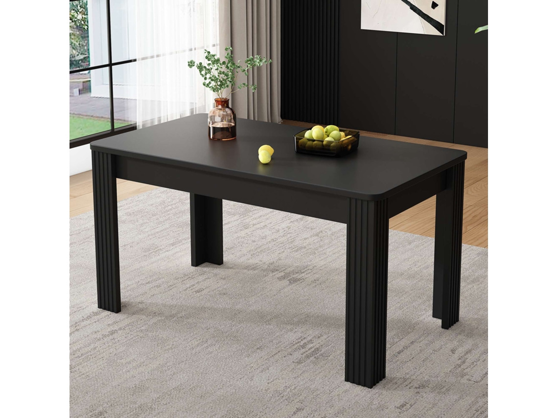 Mesa de Comedor 140x80 cm Moderna, Estable, Con Patas, Rectangular Estilo Negro