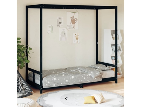 Estructura De Cama Infantil VIDAXL Negro Madera (80x200 cm)