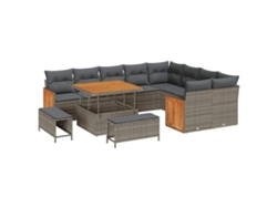Maison Exclusive - Conjunto De Sofás De Jardín 13 Pcs Gris Ratán Sintético