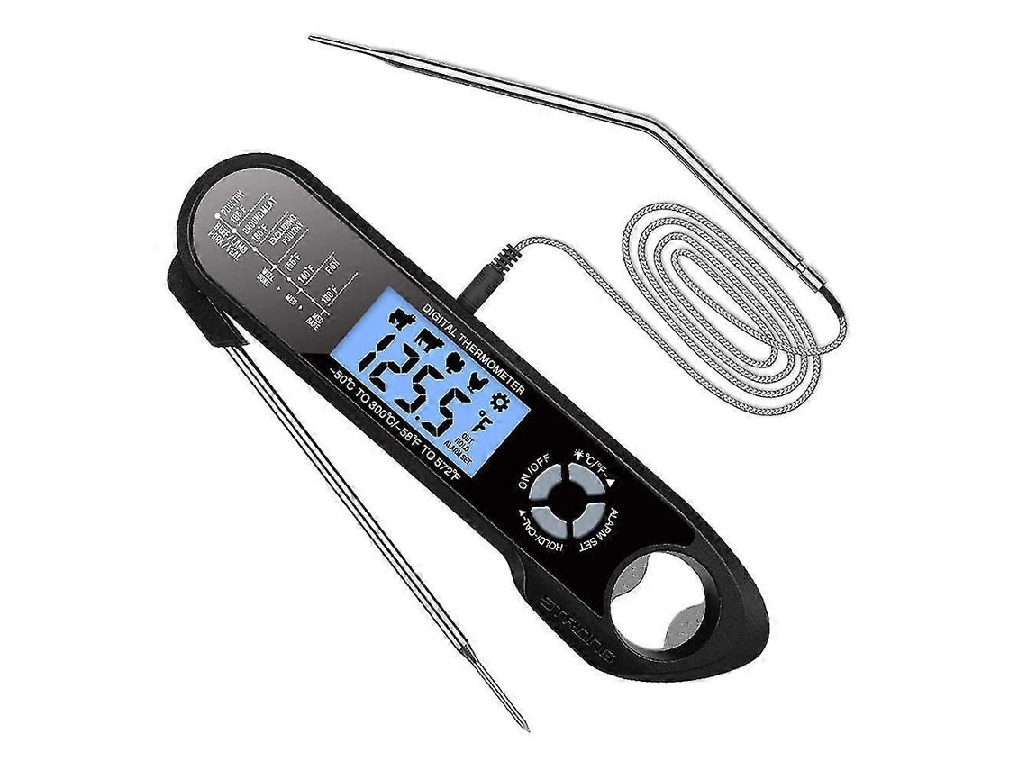 Termómetro para carne, termómetro para carne apto para horno, termómetro digital 2 en 1 para alimentos con función de alarma. GOKOCO
