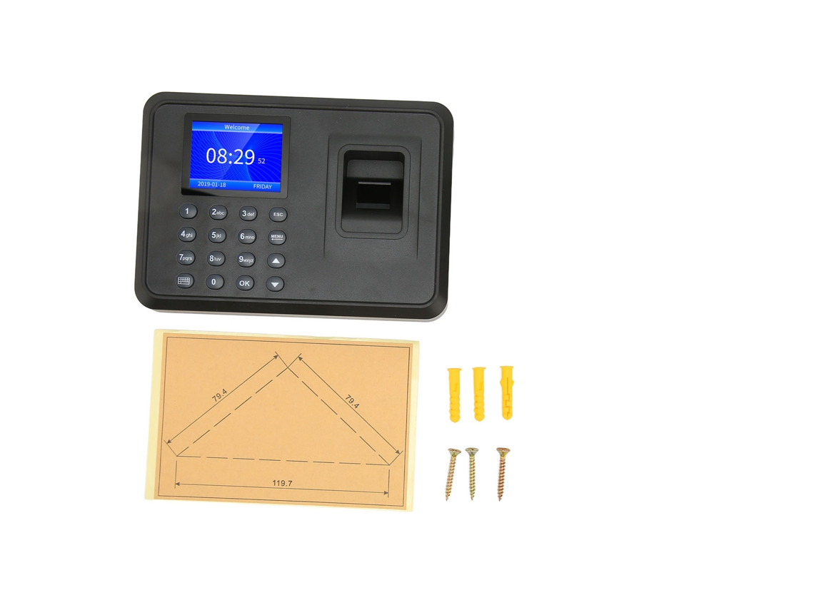 Reloj De Fichaje Biométrico Con Sensor De Huellas Dactilares, Pantalla De 2,4 Pulgadas, Capacidad Para 1000 Usuarios, Pantalla Con Nombre, Enchufe Europeo, 100-240 V.