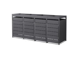 Cobertizo Ml-design De Acero Para 4 Cubos De Basura 240l Antracita 260x80x124cm, Macetero