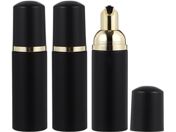 Lot De 3 Flacons Distributeurs Moussants 60 Ml En Plastique Noir Mat Pompe Dorée Électroplaquée B...