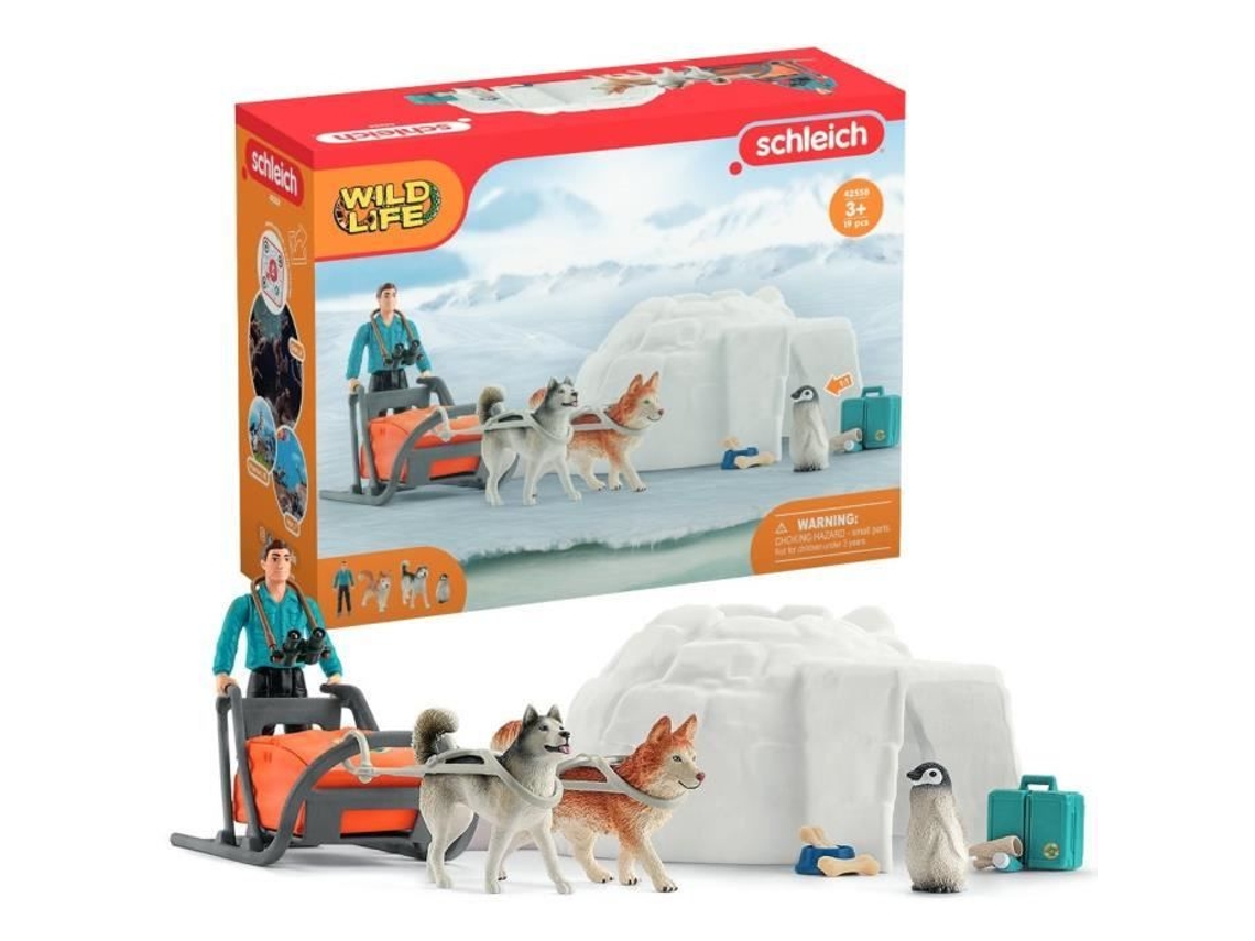 Caja de expedición a la Antártida, figuras de animales salvajes, Schleich 42558 Wild Life, para niños a partir de 3 años
