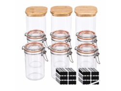 Frascos Para Conservas Relaxdays, Set 9 Con Cierre De Alambre, Tapa Bambú, Tarros De Cristal Herméticos, Transparentes