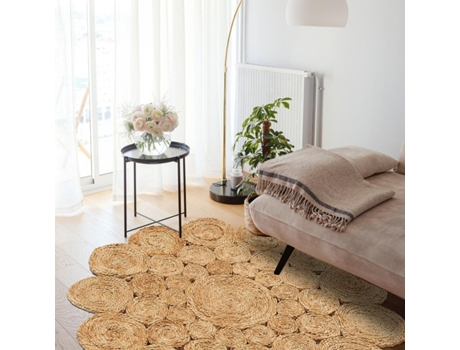 Alfombra IMPALO Jutewood (160 x 160 rond cm - Beige)