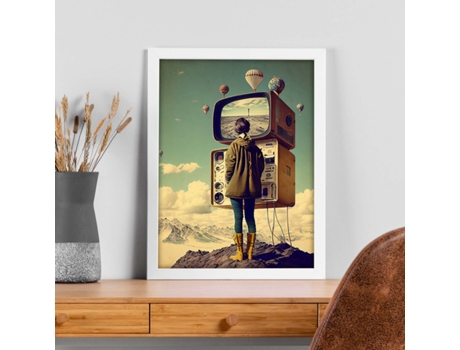 NACNIC Poster Transmisión En Montaña En Estilo Surrealismo Cinematográfico Ilustraciones Y Grabados De Historieta A4 Marcos Negros