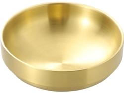Tazón De Afeitar De Acero Inoxidable Dorado Para Hombre - Base Estable Y Diseño Redondeado - Fácil De Guardar