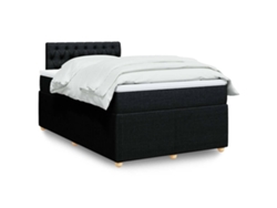 Cama Box Spring Con Colchón Tela Negro 120x200 Cm