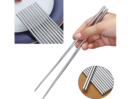 10 pares de palillos reutilizables, palillos de metal de acero inoxidable, palillos chinos japoneses coreanos aptos para lavavajillas, 8.9 pulgadas...