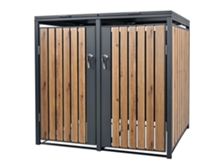 Cobertizo de exterior ML-Design para 2 cubos de basura 240L acero antracita aspecto roble
