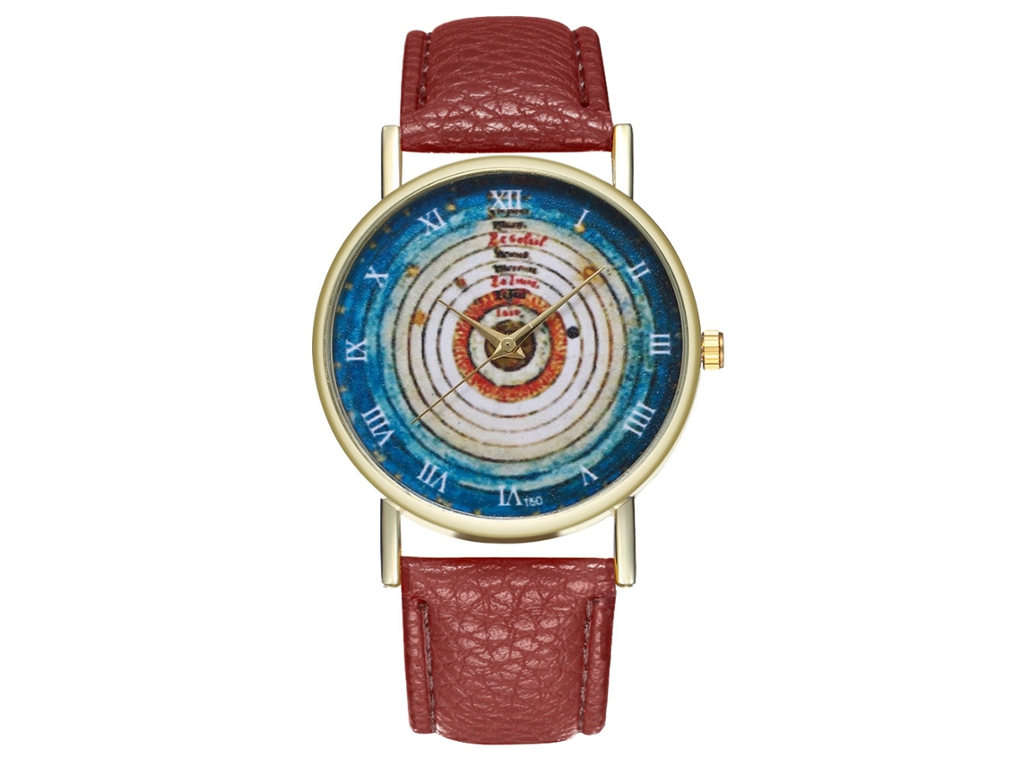 Reloj De Cuero Para Hombres Y Mujeres Pareja Dial Redondo De Cuarzo Moda Café