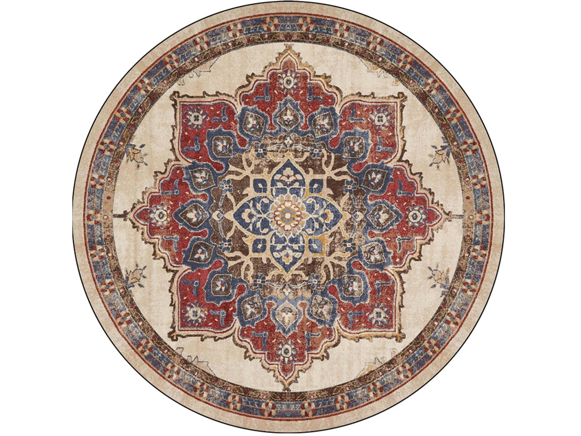 Alfombra Redonda Estilo Boho, Alfombra Decorativa Para El Hogar, Antideslizante Y Lavable Para Dormitorio Y Baño (Estilo 1/60 X 60 Cm) GERTIZ