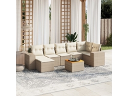 Conjunto de sofá de jardín de 8 piezas con cojines, mimbre sintético beige, Dkd Home Decor