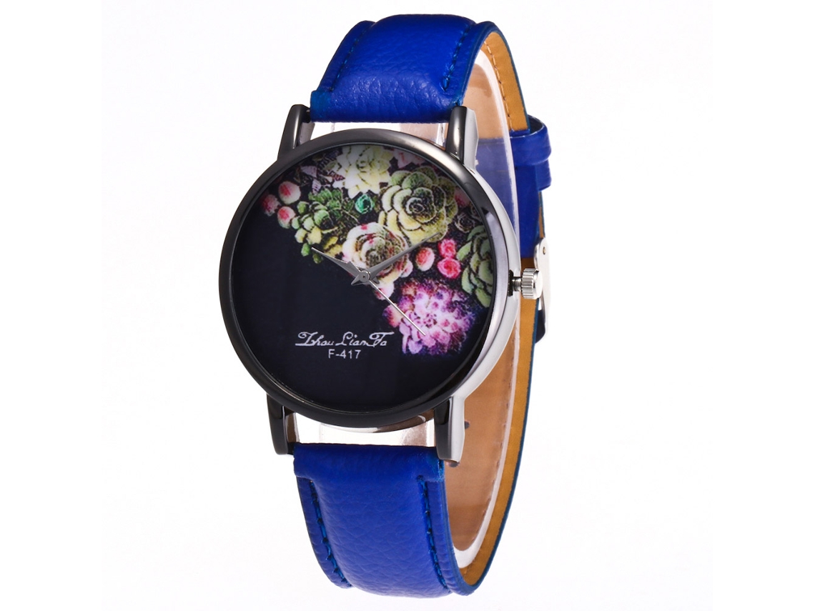 Reloj De Pulsera Informal De Moda Con Correa De Cuero Y Movimiento De Cuarzo (azul Oscuro)
