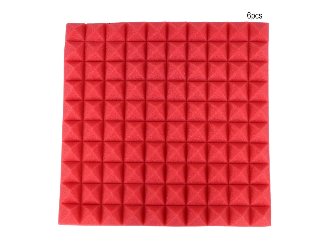 paneles de espuma acústica piramidales de 50 x 50 x 5 cm para estudio (rojo)
