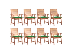 Sillas de comedor de jardín DKD Home Decor de 8 piezas con cojines de acacia maciza