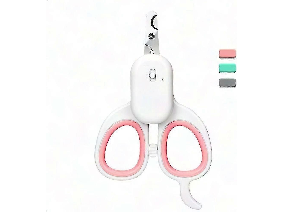 Cortaúñas para gatos con luz LED UV, recortador de uñas profesional para mascotas GOKOCO (rosa)