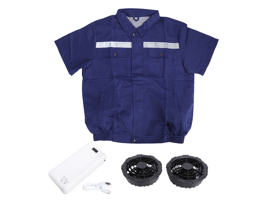 Chaqueta con ventilador de 4 velocidades, ropa de exterior con aire acondicionado para agricultura, azul, talla mediana