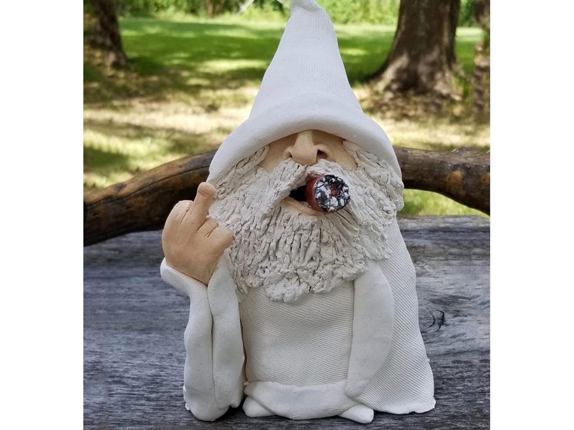 Gnomo Mago De Jardín 3d Fumando, Estatua De Resina Con El Dedo Medio Levantado Para Decorar El Jardín, Balcón O Patio.