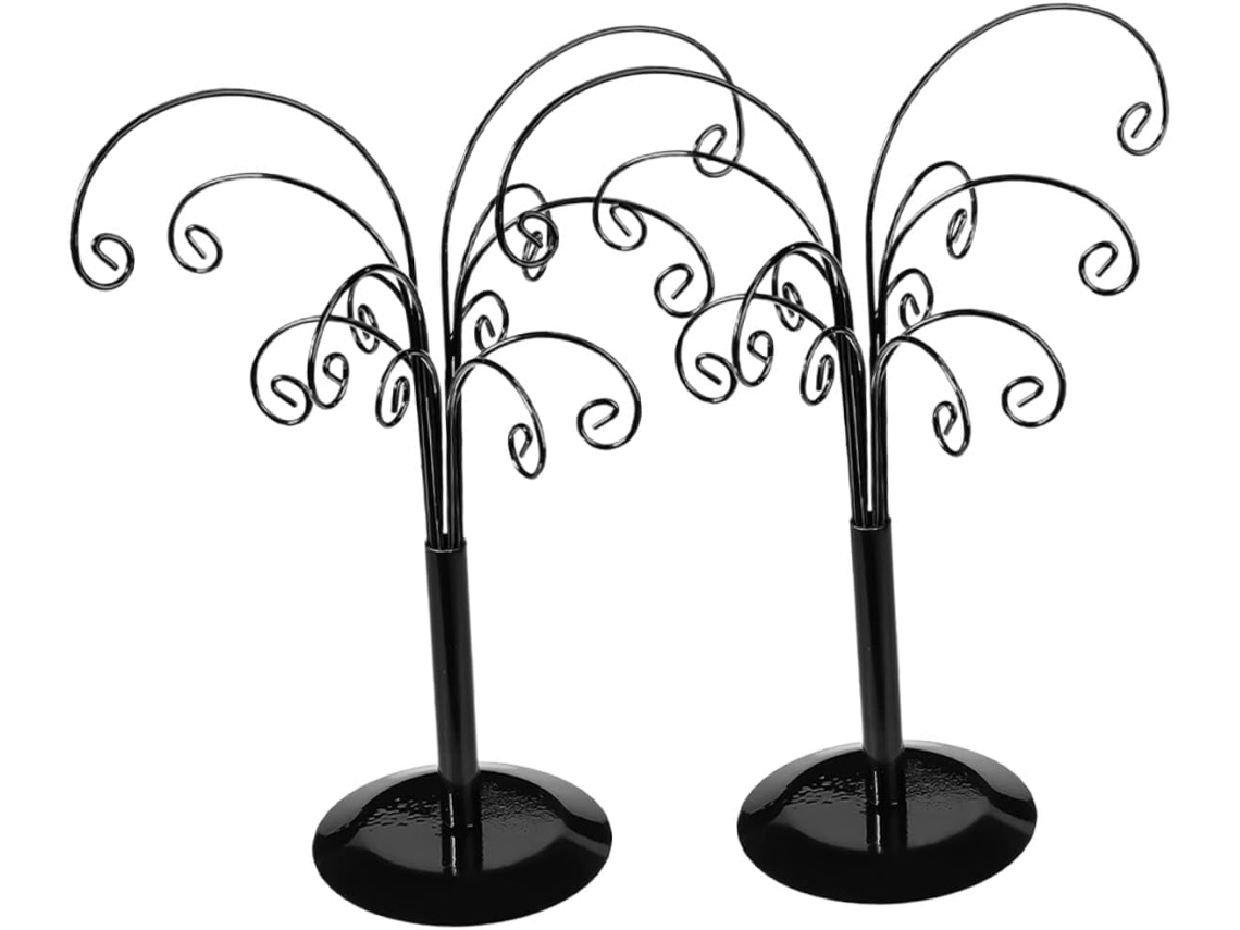 Soporte metálico para pendientes, compuesto por 2 piezas, para guardar y exhibir pendientes.