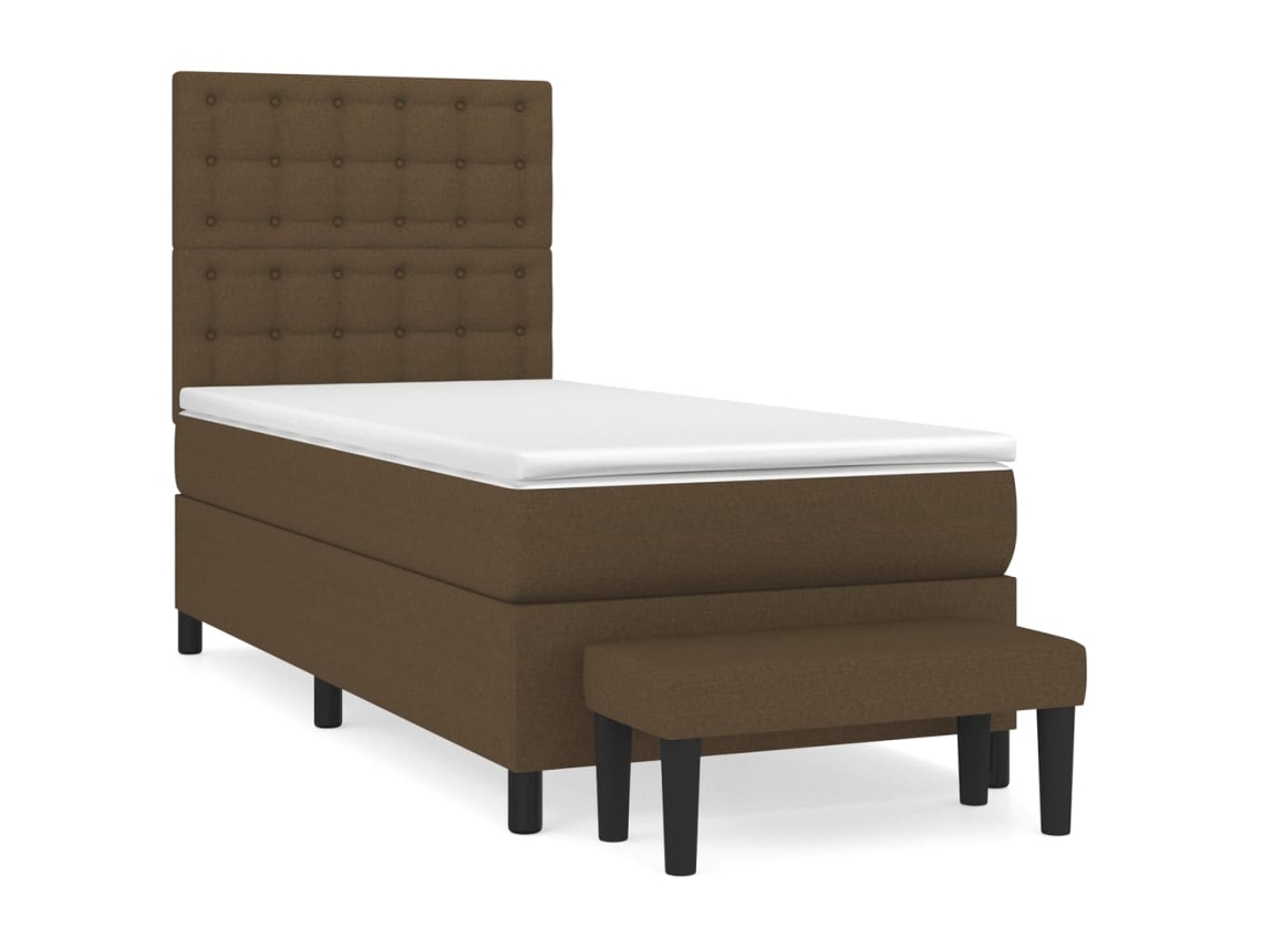Maison Exclusive - Cama Box Spring Con Colchón Tela Marrón Oscuro 90x200 Cm